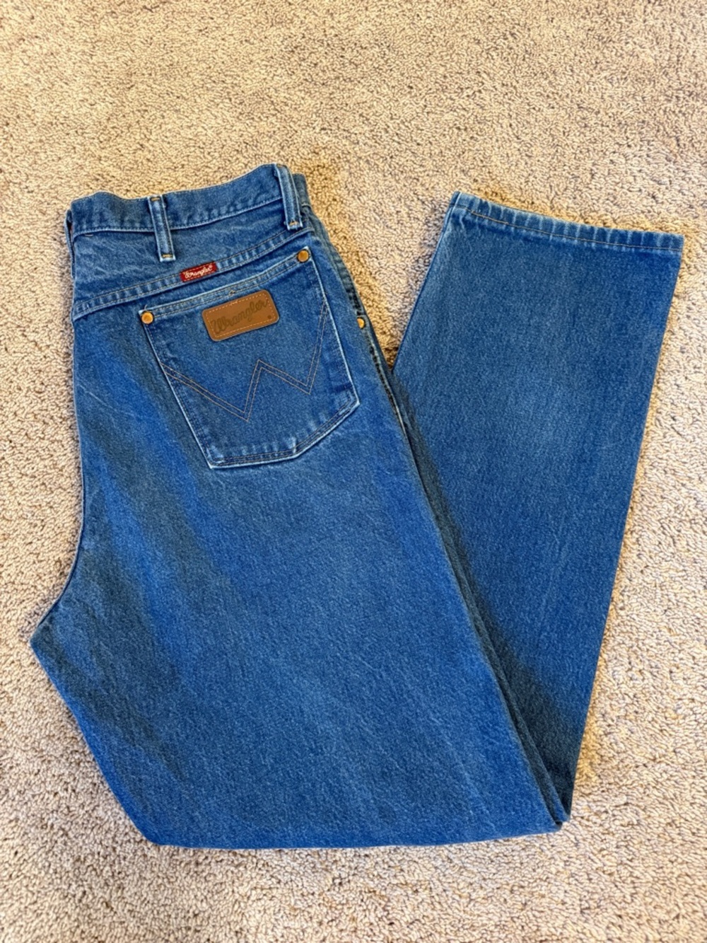 Wrangler Straight-Leg cowboy cut relaxed Dark Blue Denim 100% cotton Jeans 36x32
